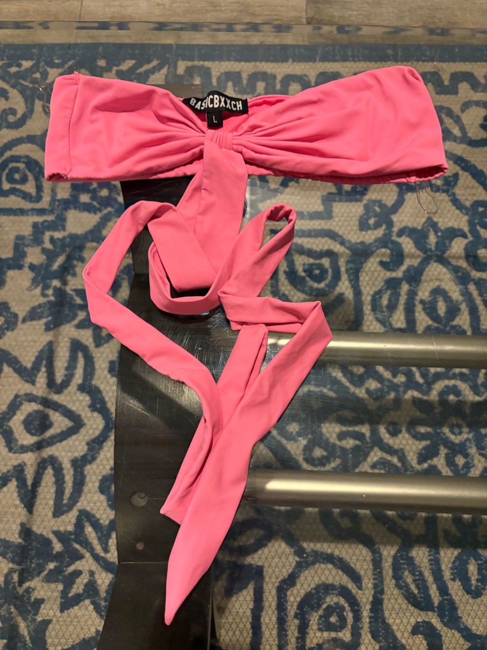 Pink One-Piece Swimsuit with Ties Pink rave tube top